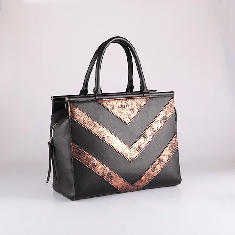 5020-Fashion ladies high end metallic PU stripe satchel bags China factory