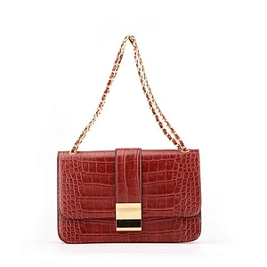 6523# 2019 Bolsos de mujer newly fashion design red crocodile reversible ladies shoulder bags latest leather crossbody bag women