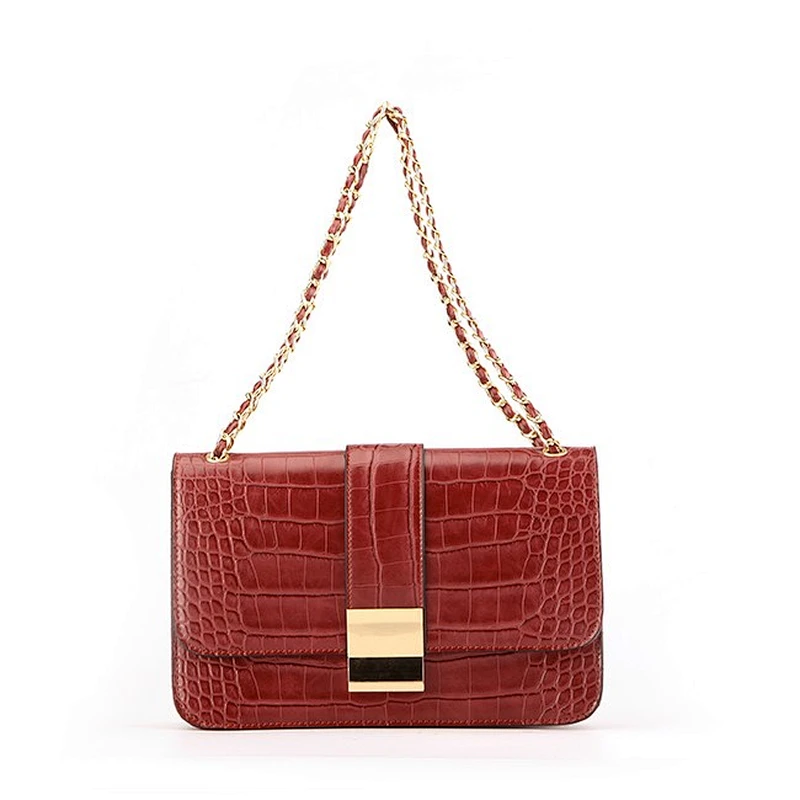 6523# 2019 Bolsos de mujer newly fashion design red crocodile reversible ladies shoulder bags latest leather crossbody bag women