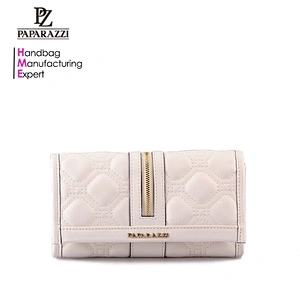 4967-Flap decorative zipper off-white quilting PU wallets