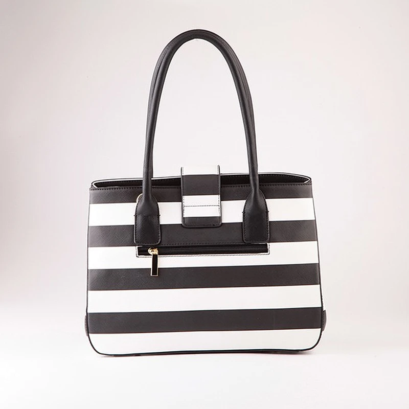 5338 Paparazzi since 1992 Guangzhou factory stripe printing women bags fashion ladies pu leather handbags