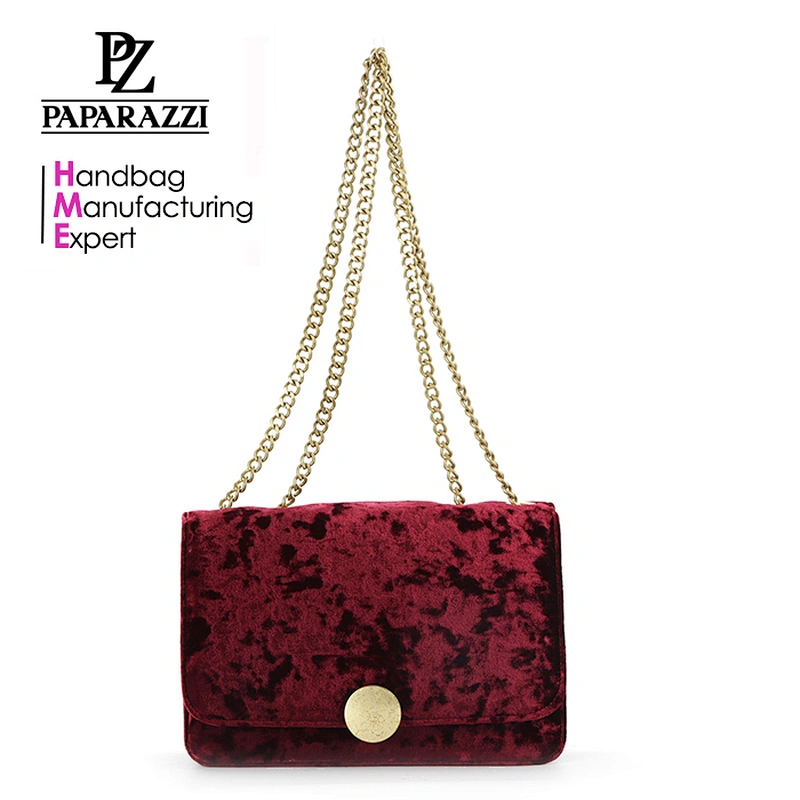 8831 New arrival Guangzhou manufacturer high quality fashion trend wine velvet shoulder bag for 2018