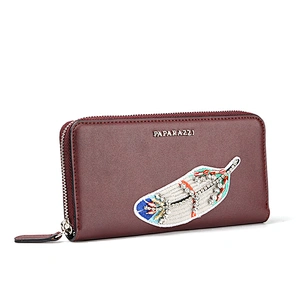 7016A 2019 hot selling inspiration beading leaf design smart beauty long zipper wallets for women