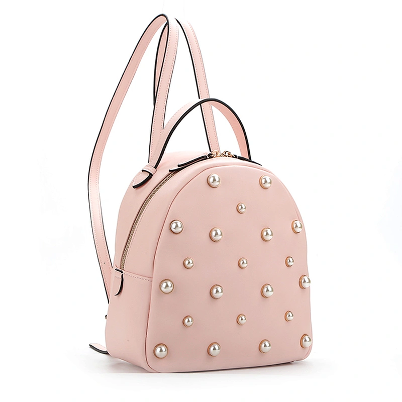 #7455 Myanmar own factory mochilas new arrival fashion design custom pearls decorative backpack bag PU leather women backpack