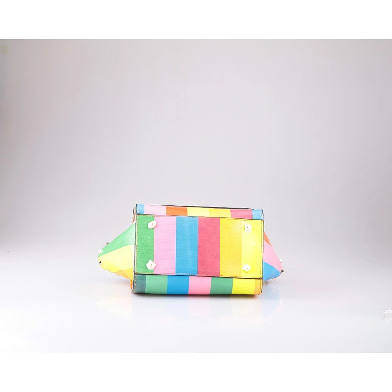 3759 Wholesale China Fashion beautiful rainbow printing high quality ladies PU leather mini satchel bags
