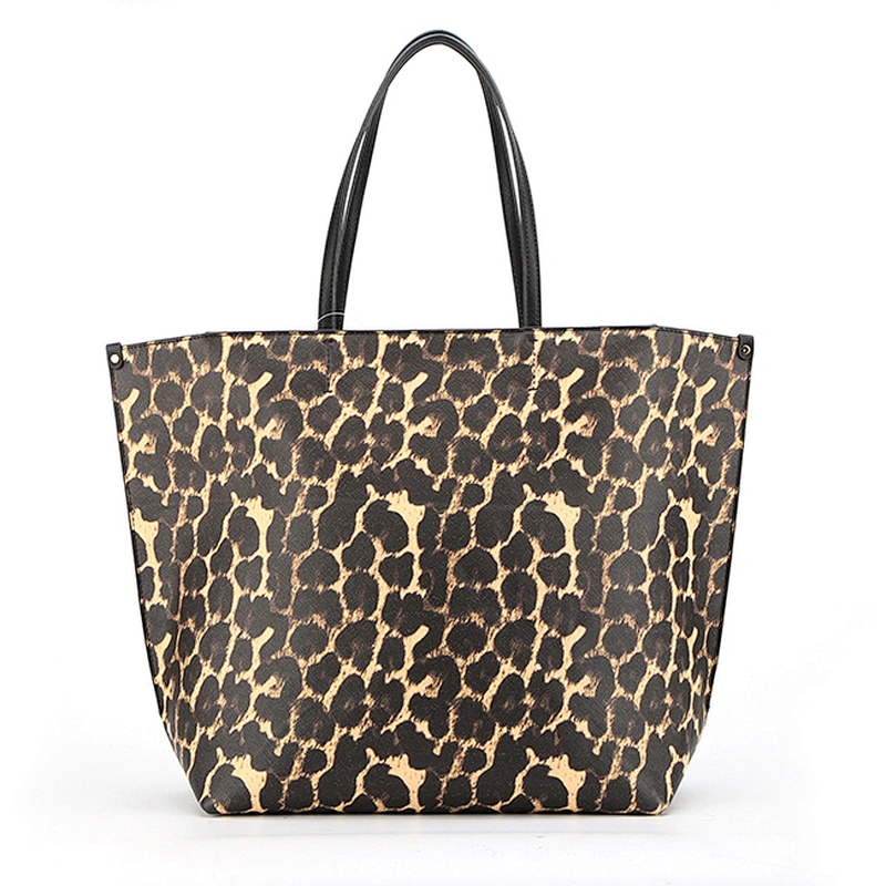 4426-Hot sale lady fashion leopard printing double side PU shopper bags