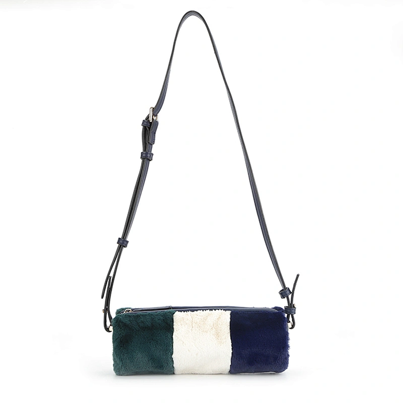 7888 Contrast block fur cute girls crossbody sling bag