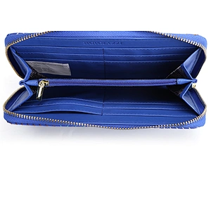5037- Custom brand ladies fashion blue PU embroidery wallets