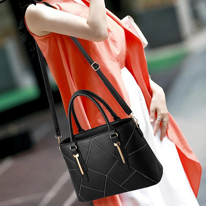 ZB153# Myanmar own 800 workers big factory TAX FREE fashion patchwork design lady bag handbag faux woman pu leather tote bag