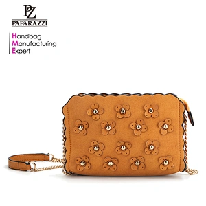8258-Handbag factories Rough PU metal chain floral bags