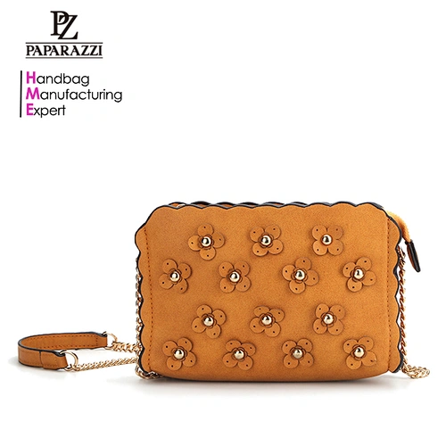 8258-Handbag factories Rough PU metal chain floral bags
