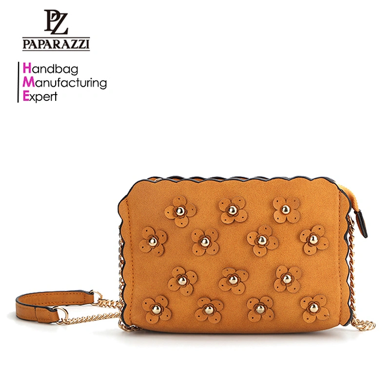 8258-Handbag factories Rough PU metal chain floral bags