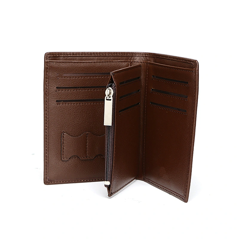 7703-New design free embossed logo real leather three folded men's wallets
