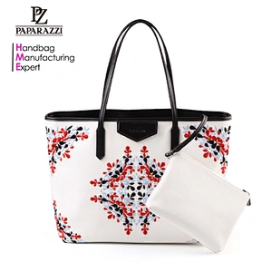 4125- PAPARAZZI Guangzhou Handbag Manufacturer digital embroidery mother bag tote shopping bag With Outside Wallet