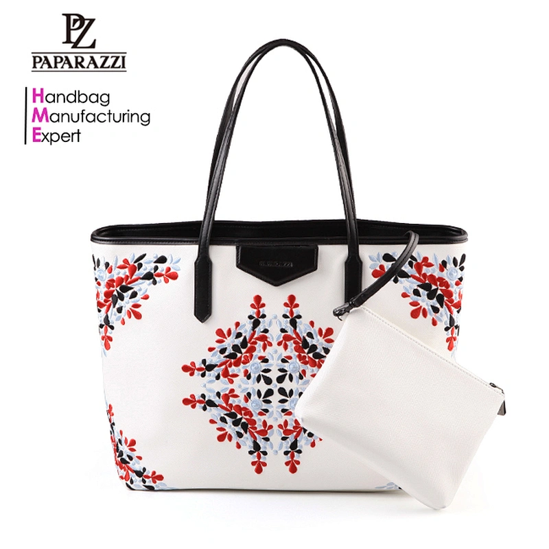 4125- PAPARAZZI Guangzhou Handbag Manufacturer digital embroidery mother bag tote shopping bag With Outside Wallet