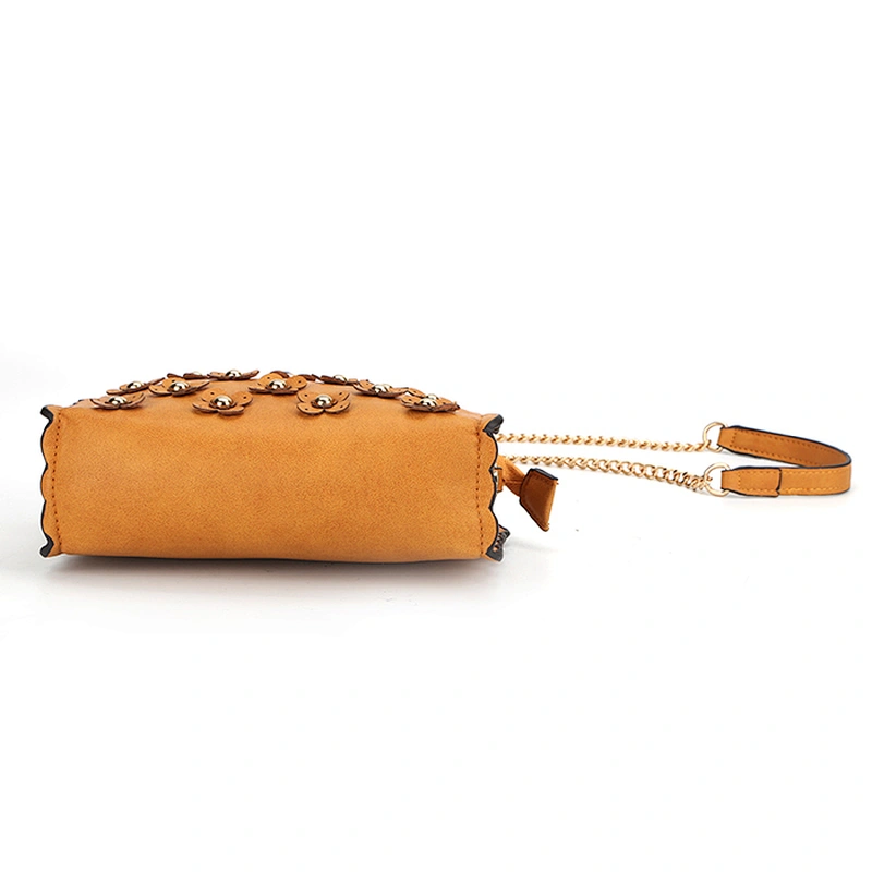 8258-Handbag factories Rough PU metal chain floral bags
