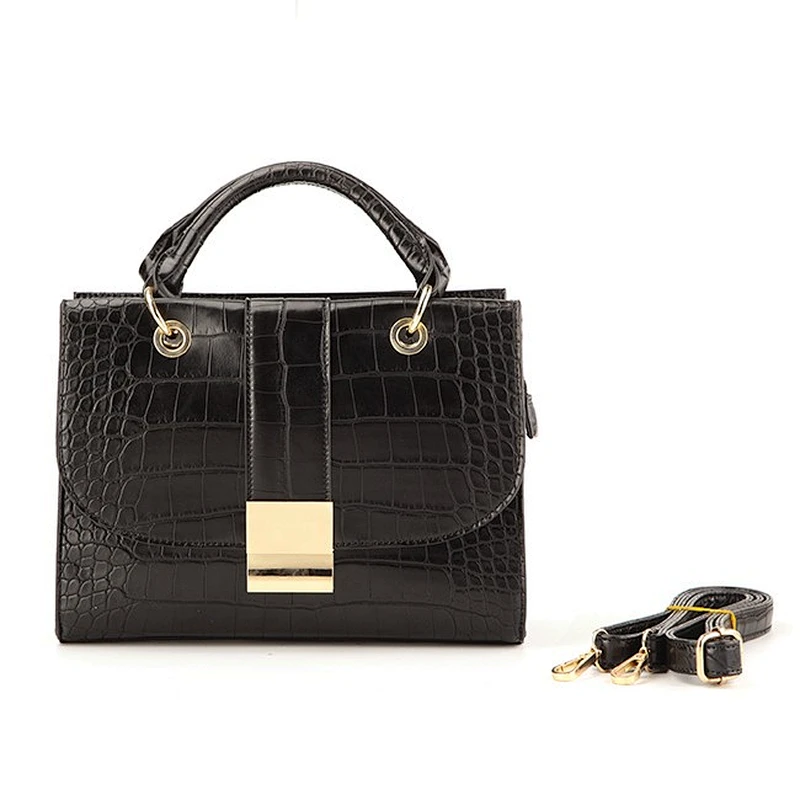 #6524 High Quality Crocodile Pattern PU leather new model short handle handbag new model satchel bag