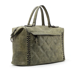 8823-Brand new fashion quilted two tones PU leather satchel bags
