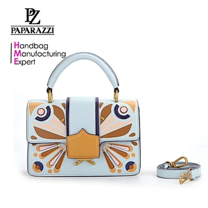 8657 exquisite patched nice-looking printing PU leather women handbag new arrival tote bag factory directly wholesale