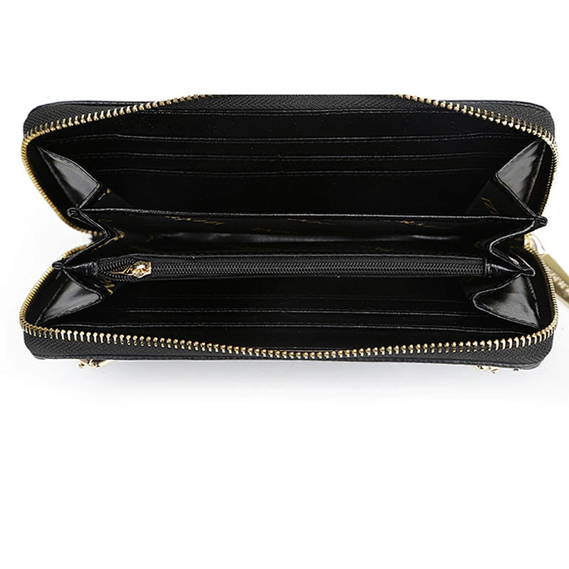 4472-Hot sale zip around grained PU decoration belt women wallets