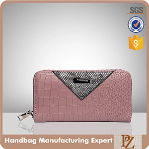 7050-Nude color black resin stone zipper-round crocodile PU wallets