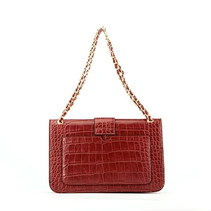 6523# 2019 Bolsos de mujer newly fashion design red crocodile reversible ladies shoulder bags latest leather crossbody bag women