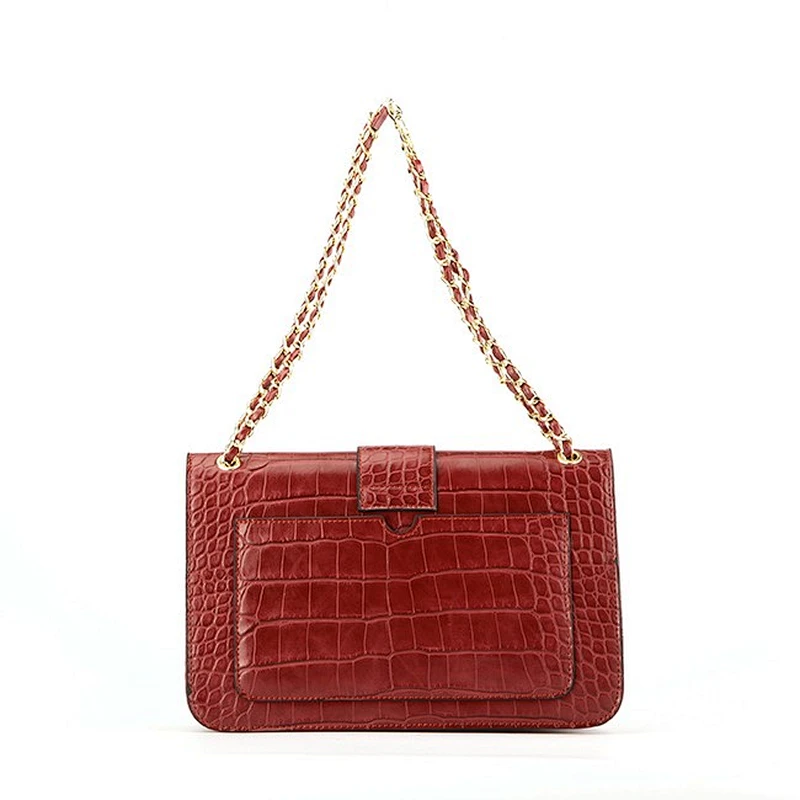 6523# 2019 Bolsos de mujer newly fashion design red crocodile reversible ladies shoulder bags latest leather crossbody bag women