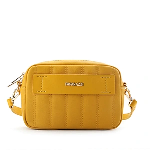 #10369 2020 SS Myanmar made PAPARAZZI brand Italy designer striped stitching yellow color crossbody women shoulder bag