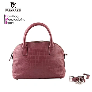 5596 Paparazzi Hot Sale Burgundy Crocodile Pattern Cow Leather Ladies Handbags