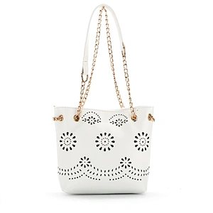 8497-White color laser printing saffiano tote bags newest designs