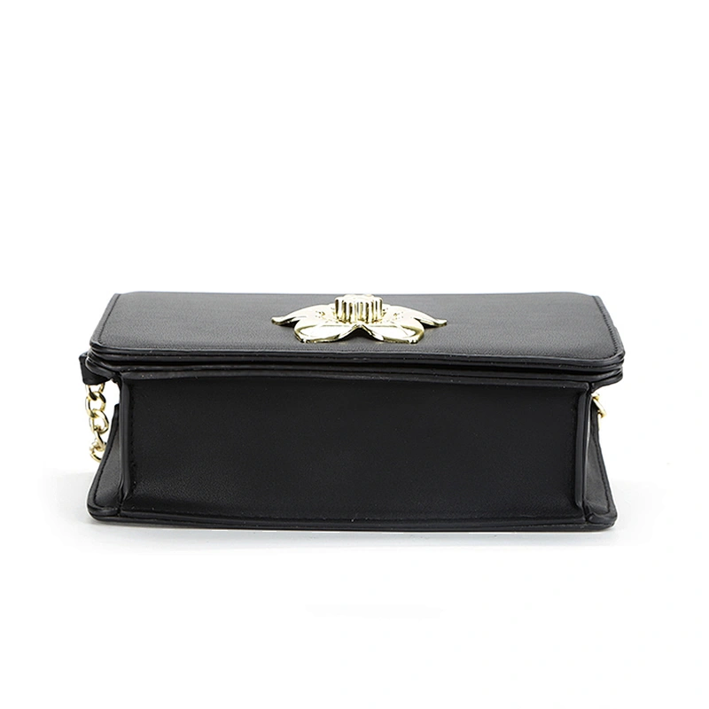 8464 Gorgeous metal flower closure PU lady bag supplier shoulder bag sale