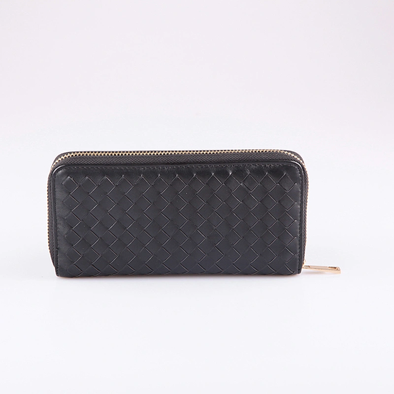 4537 Paparazzi OEM manufacturer fashion custom zipper wallet braided PU lady wallets