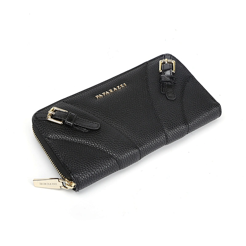 4472-Hot sale zip around grained PU decoration belt women wallets