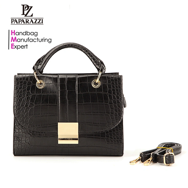 #6524 High Quality Crocodile Pattern PU leather new model short handle handbag new model satchel bag
