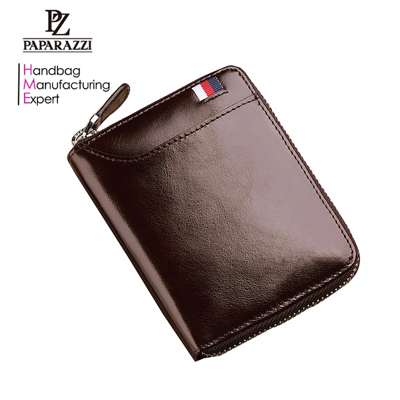 8275-Wholesale original design men's leather short zipper wallets genuine leather multi-card small wallet for man