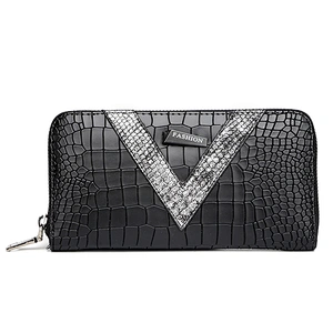 #7051 Tax Free Myanmar made carteras new fashion design custom minimalist ladies purse crocodile PU leather women wallet