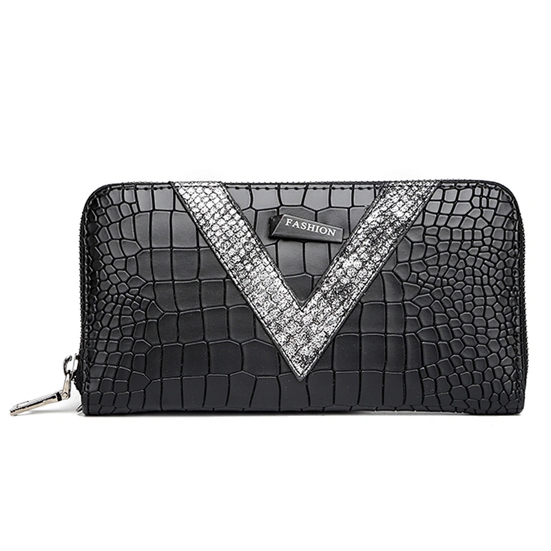 #7051 Tax Free Myanmar made carteras new fashion design custom minimalist ladies purse crocodile PU leather women wallet