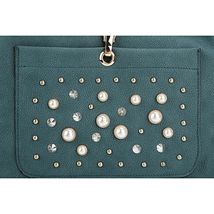 7448 New Arrival Wholesale Paparazzi Designer PU Leather Lady Fashion Beads Tote Bag ODM Custom Women Handbags