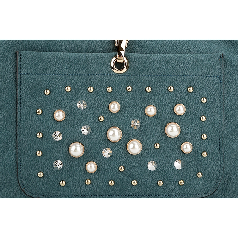 7448 New Arrival Wholesale Paparazzi Designer PU Leather Lady Fashion Beads Tote Bag ODM Custom Women Handbags