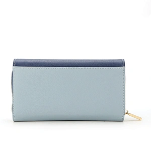 Original 100% genuine leather design wallets NO. 7918 metal lock flap closure fashion contrast color lady leather wallet 2018