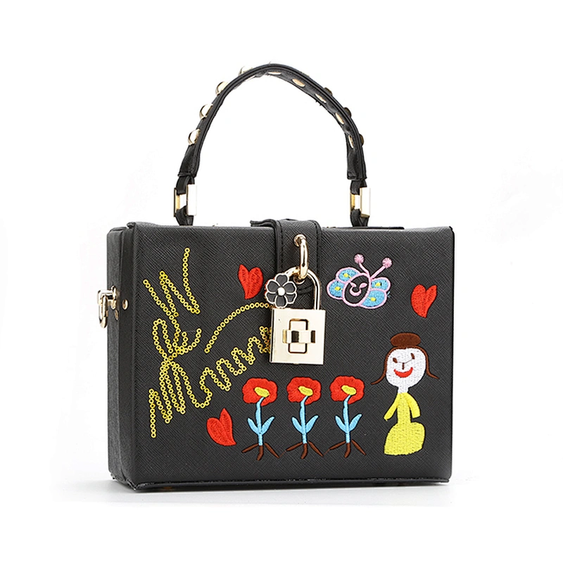 7408 Paparazzi best selling custom design Saffiano PU material embroidery Boutique box bag