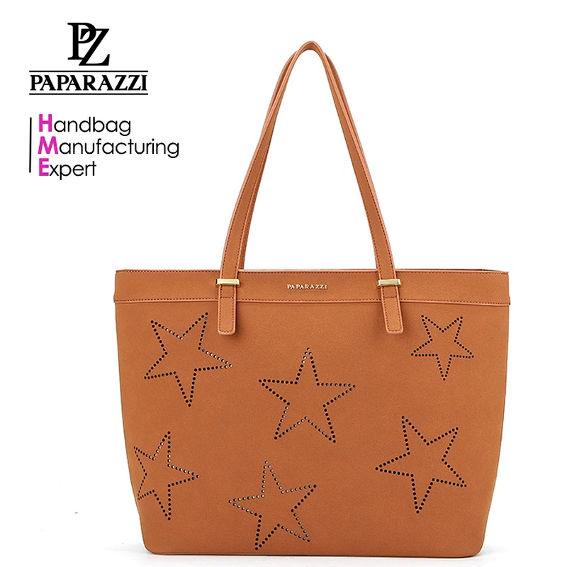 7879 Guangzhou leading handbag factory simple star designer tote hand bag for women