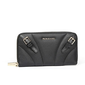 4472-Hot sale zip around grained PU decoration belt women wallets