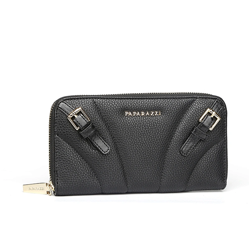 4472-Hot sale zip around grained PU decoration belt women wallets