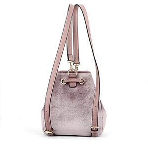 Unique velvet original design NO. 7451 2018 purple color fashion elegance young lady bucket bag best drawstring closure backpack