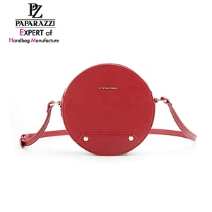 #8974 2019 BSCI Authorized Myanmar manufacturer Free customized red round shaped handbag round crossbody bag
