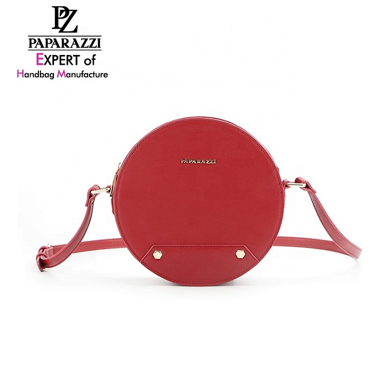 #8974 2019 BSCI Authorized Myanmar manufacturer Free customized red round shaped handbag round crossbody bag