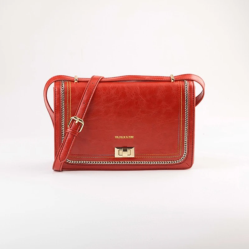 5838 Paparazzi latest wholesale new model lady hand made handbags PU leather gold chain decorate crossbody bag