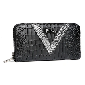 #7051 Tax Free Myanmar made carteras new fashion design custom minimalist ladies purse crocodile PU leather women wallet