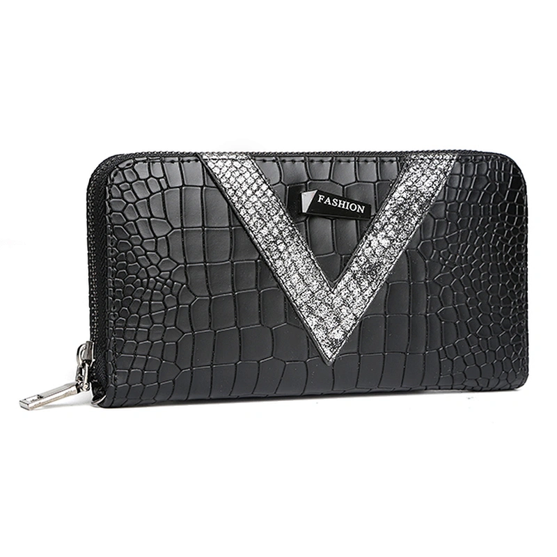 #7051 Tax Free Myanmar made carteras new fashion design custom minimalist ladies purse crocodile PU leather women wallet